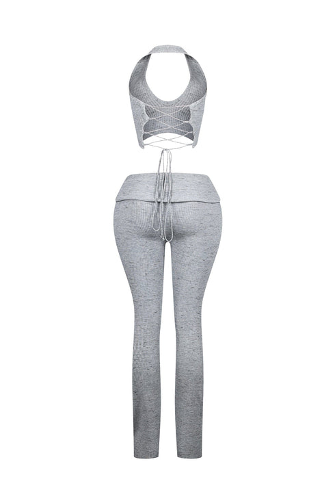 Riptide Ribbed Knit Halter Top & Pants SET